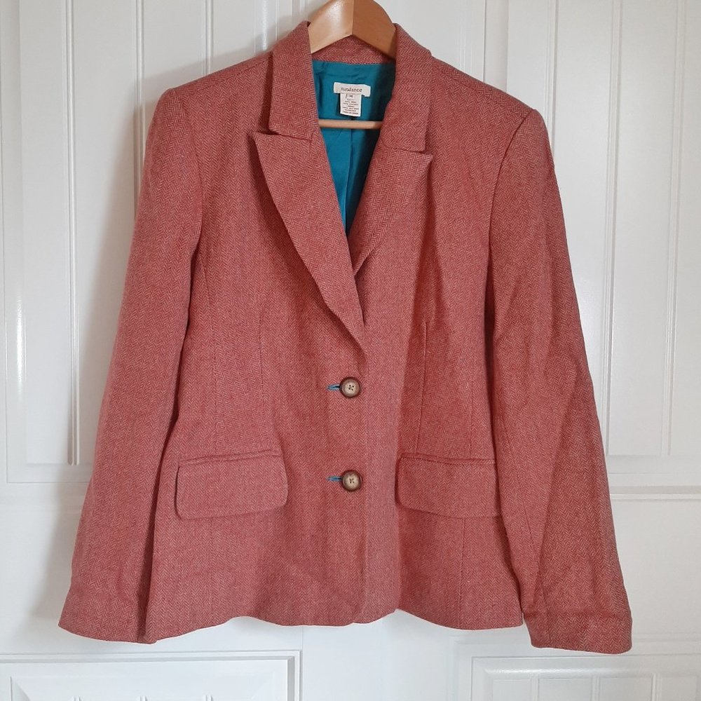 Sundance Wool Blend Herringbone Blazer SZ M